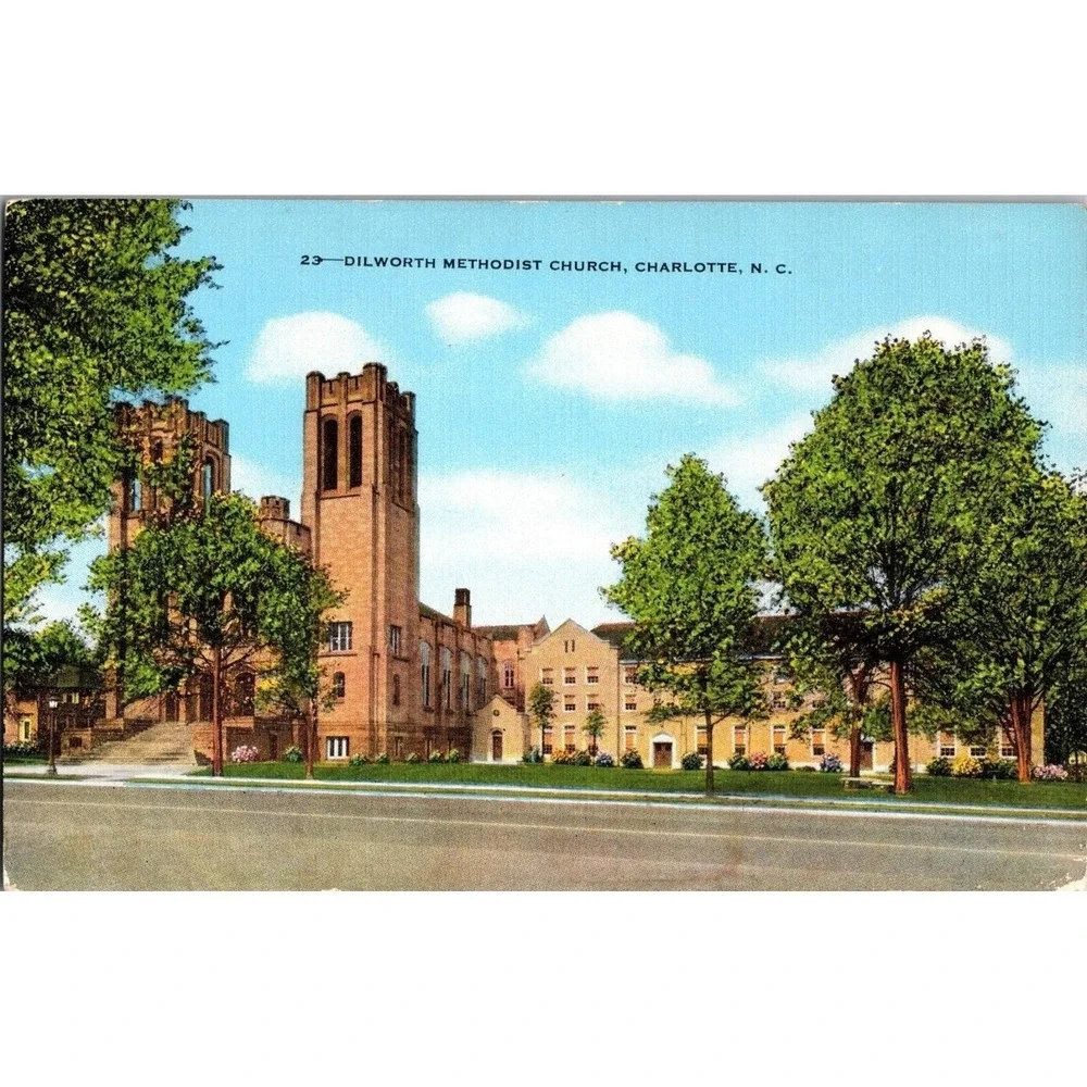 Vintage Dilworth‎ Methodist Church Charlotte N.C. Natural Color Post Card